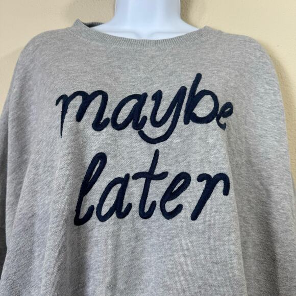 aerie | grey oversized maybe later embroidered women's sweatshirt sz S - Picture 3 of 7